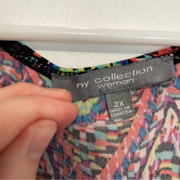 NY COLLECTION Plus Size Multicolor Sleeveless Maxi Dress Rainbow Chevron Stripe - Picture 6 of 15